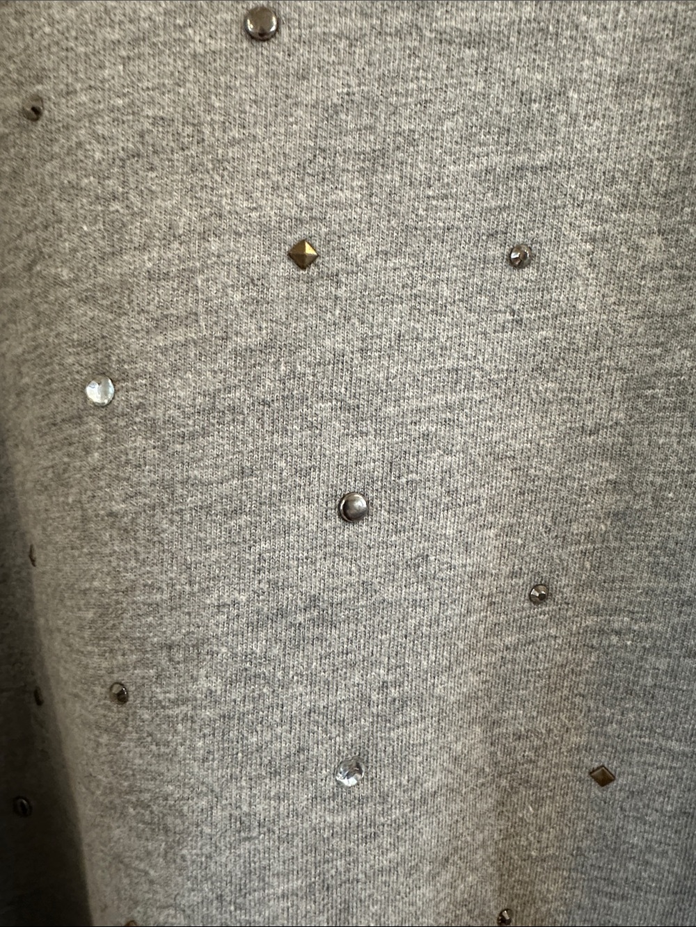 Pilcro Light Gray Ruffle-Hem Hoodie Sweater with Stud Accents Sz M - Picture 4 of 7
